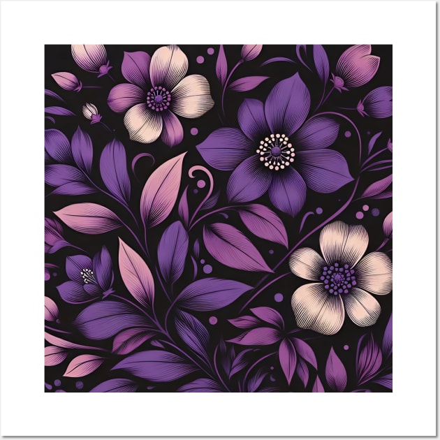 Violet Floral Illustration Wall Art by Jenni Arts